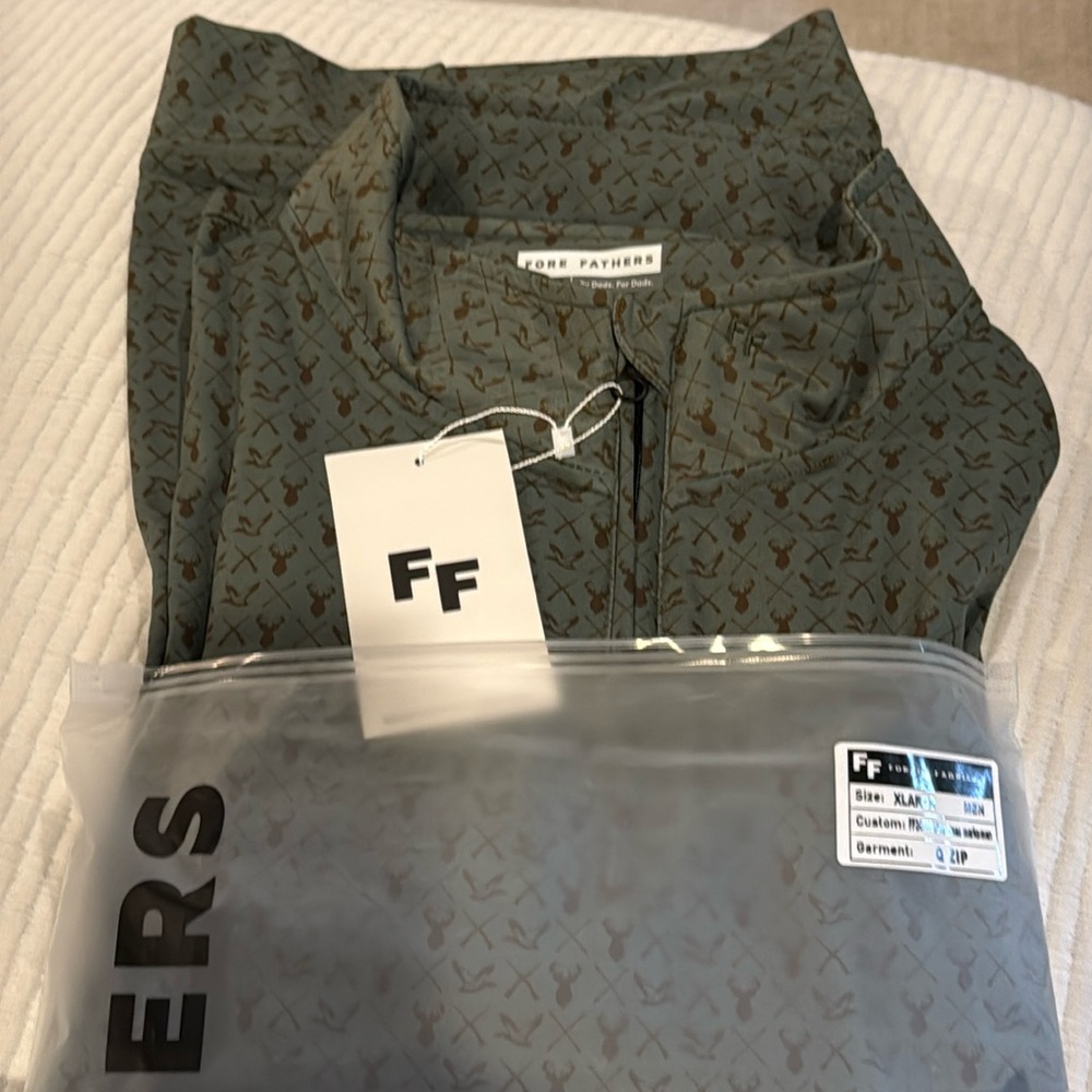 Fore Fathers 1/4 Zip Pullover Mens XL Duck Deer Hunting Print 🦆 🦌 | NWT